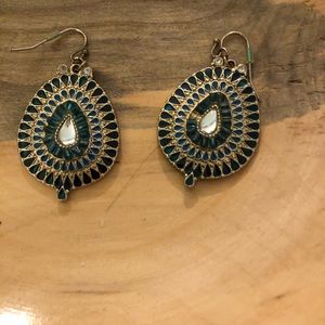 Teal sparkle earrings